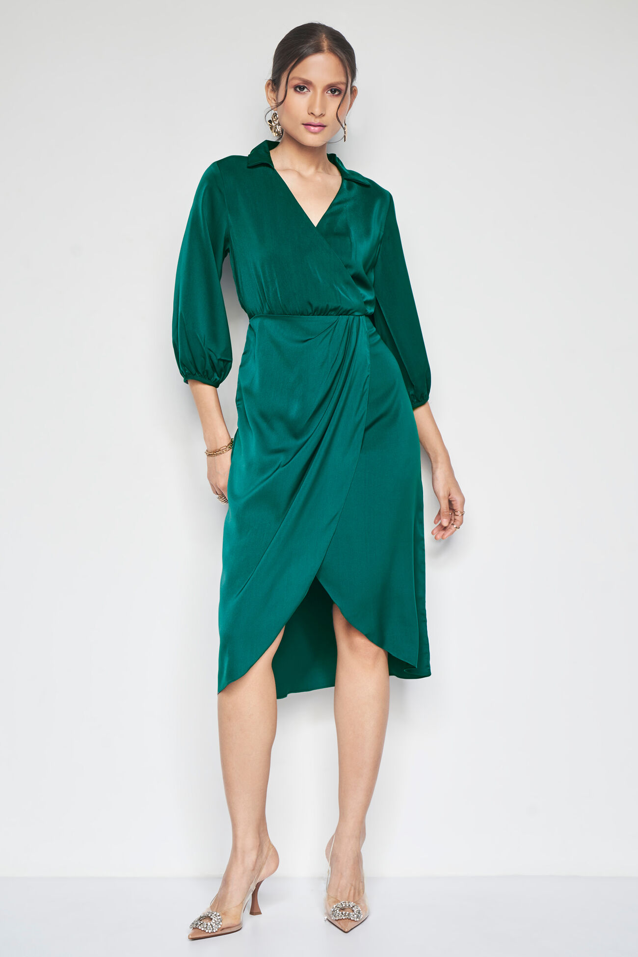 Heidi Midi Dress, Green, image 2